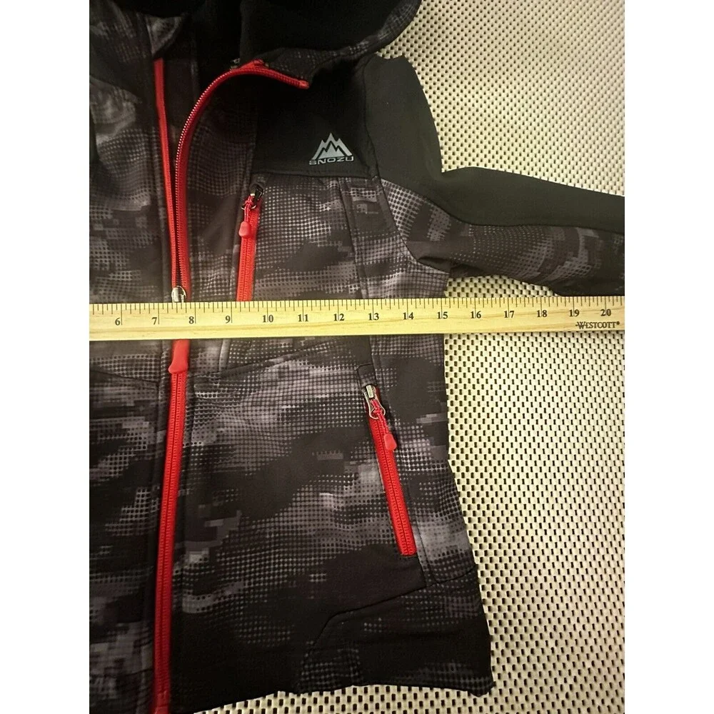 Snozu Youth Hooded Jacket Size 5/6 Softshell Boys/Girls Warm Coat Kids Black Dot